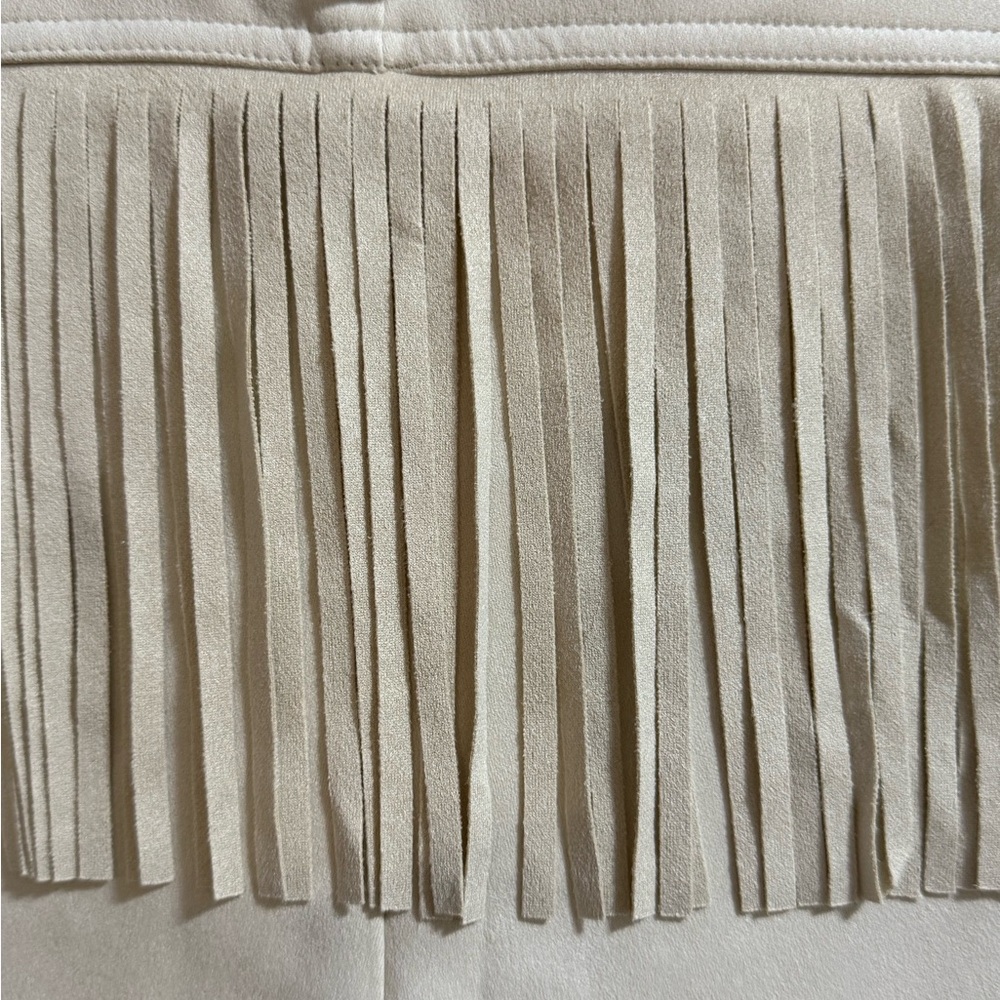 Fringe High-Waist Cream Women's Shorts - Picture 6 of 10